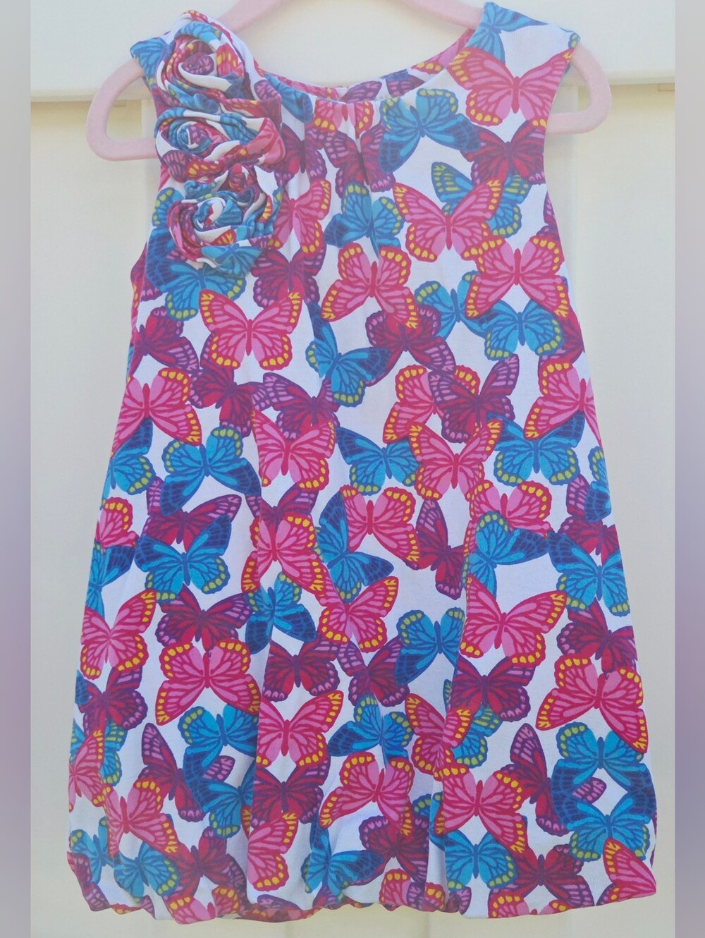 Green Cotton By Garnet Hill Toddler Girl Floral Dress With Bubble Hem Size 2T